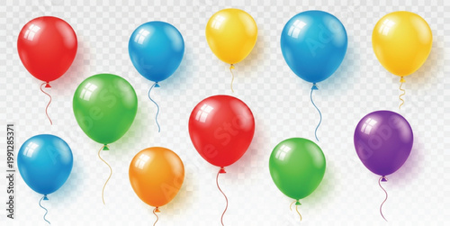 Colorful Balloon Set with Party Helium Decorations Birthday Celebration and Festive Floating Collection Design