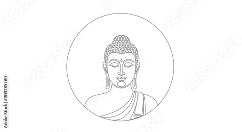 Buddha head in a circle.