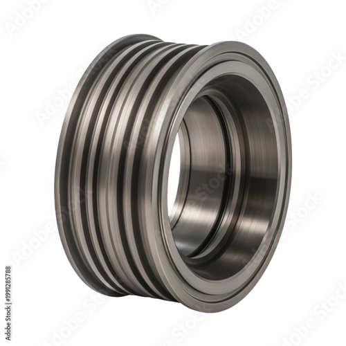 A sturdy silver metal cylindrical component with parallel grooves for industrial machinery
