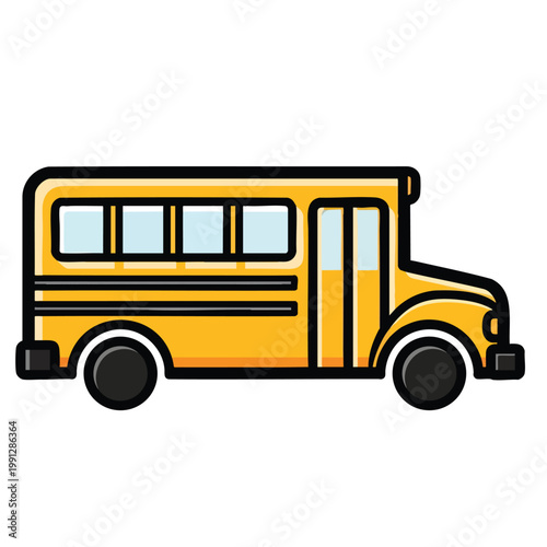 A yellow school bus cartoon icon on white background.