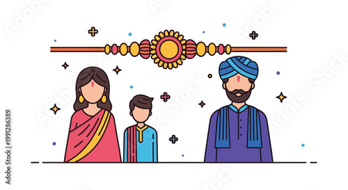 Indian Family Celebrating Raksha Bandhan Festival with Rakhi