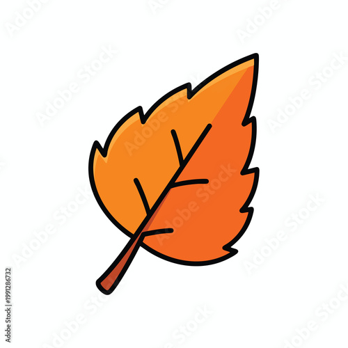 Orange autumn leaf icon illustration.