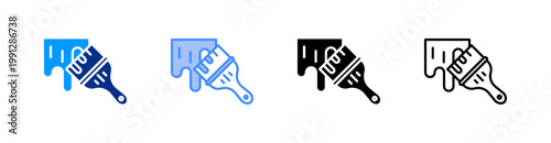 Paint Brush Multiple Style Icon Set Vector 