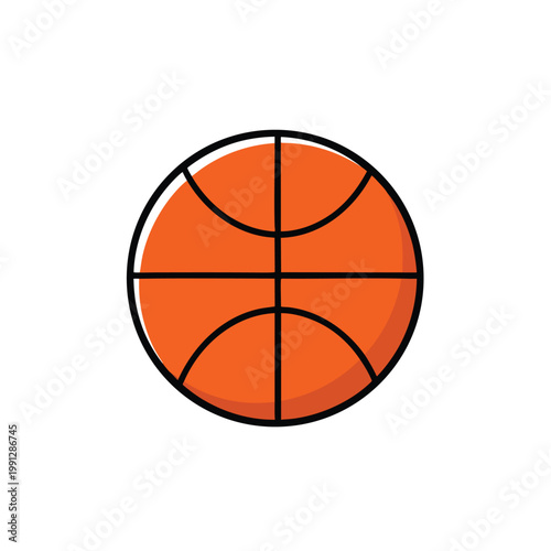 Flat Vector Illustration of a Classic Orange Basketball Icon.