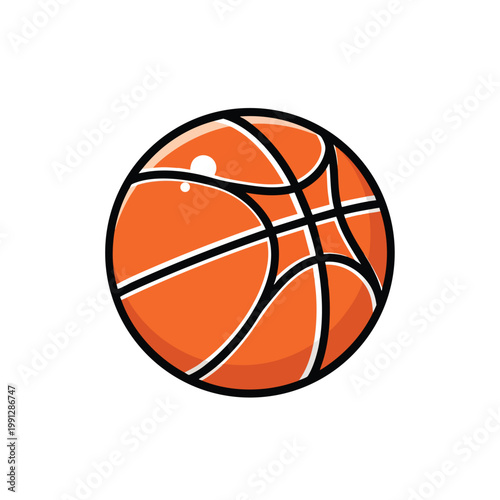 Orange basketball ball illustration isolated on white background.