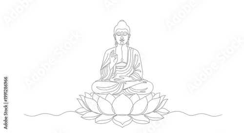 Buddha Sitting on Lotus Flower.