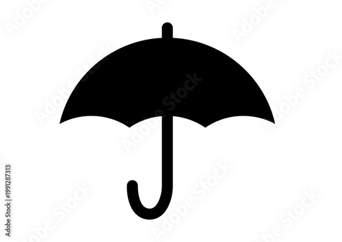 モノクロの傘マーク　シンプルなアイコン　単体　天気　ベクターイラスト