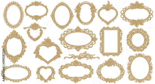 Ornate Vintage Frames Collection: Oval, Heart, Rectangular - Decorative Borders