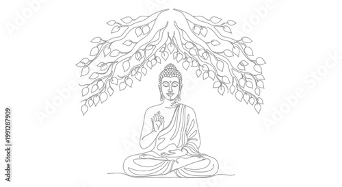 Buddha statue sitting in meditation posture.