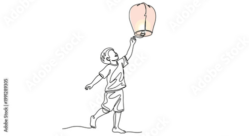 Child Holding a Lantern High.