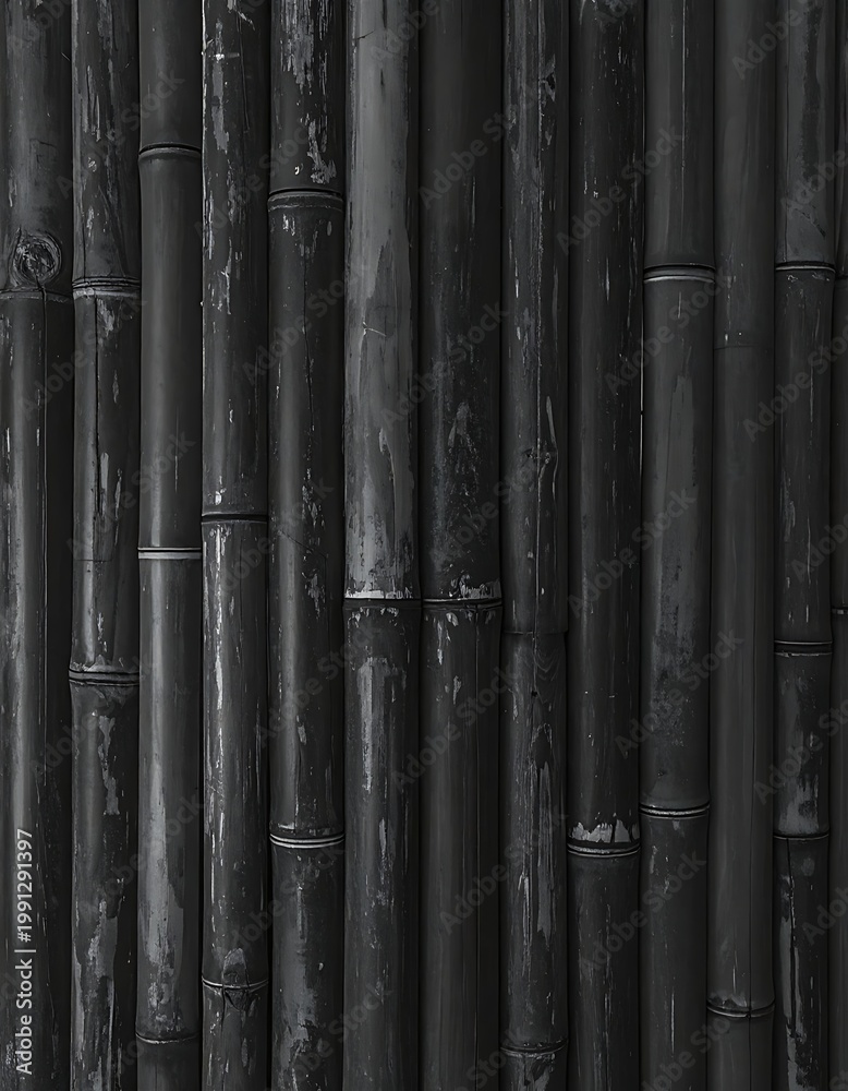 Obraz premium A close-up of a black bamboo wall