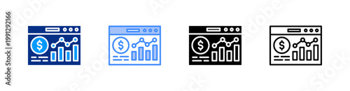 Financial Analytics Multiple Style Icon Set Vector 