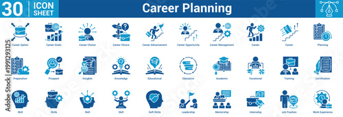 Career Planning editable icon set vector illustration concept for business with icon of Career Option, Career Goals, Career Choice, Career Choice, Career Advancement, Career Opportunity