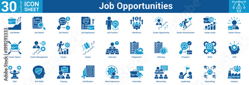 Job Opportunities editable icon set vector illustration concept for business with icon of Job Market, Job Search, Job Search, Job Application, Job Position, Workforce, Career Opportunity