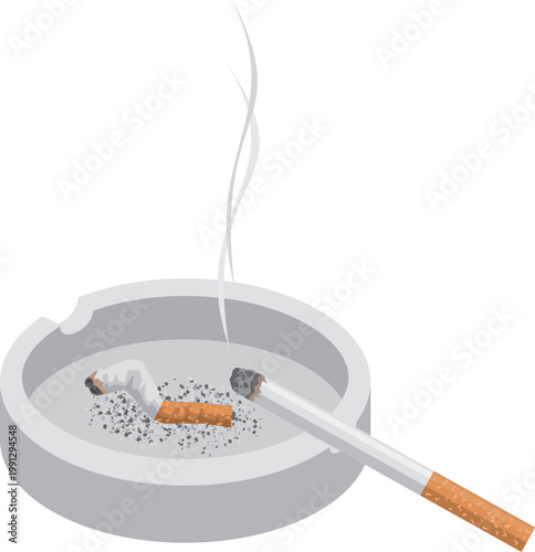 灰皿に置かれたタバコのイメージイラスト