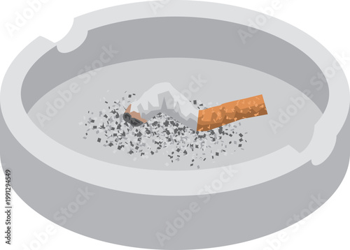 灰皿に捨てられたタバコのイメージイラスト