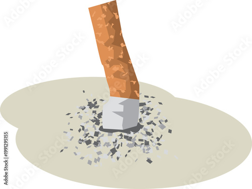 ポイ捨てされたタバコの吸い殻のイメージイラスト