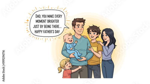A Loving Father's Day: A tender scene unfolds as a loving father is embraced by his family. Celebrating the bond of parenthood and the joy of Father's Day.
