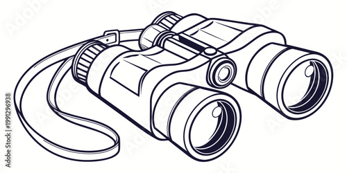 Pair of outdoor binoculars with neck strap illustration binoculars observation adventure outdoors magnification wildlife exploration equipment traveling discovery climbing monocular