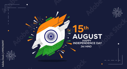 Happy Independence Day India 15th August Jai Hind Tricolor Flag Celebration