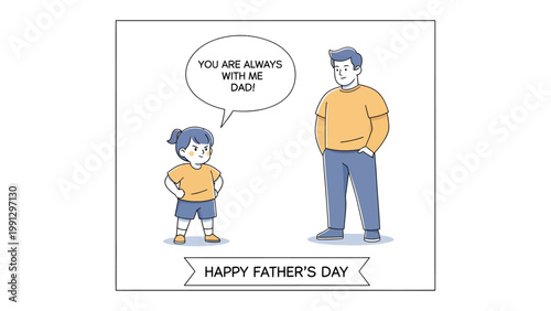 Father's Day Sentiment: A heartwarming illustration captures a tender Father's Day moment, as a child expresses love and gratitude, conveying the enduring bond between father and child.