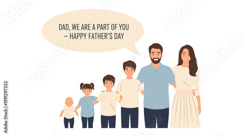 Father's Day Family: A loving family portrait, celebrating Father's Day with a heartfelt message of love and appreciation, symbolizing the bonds of family.