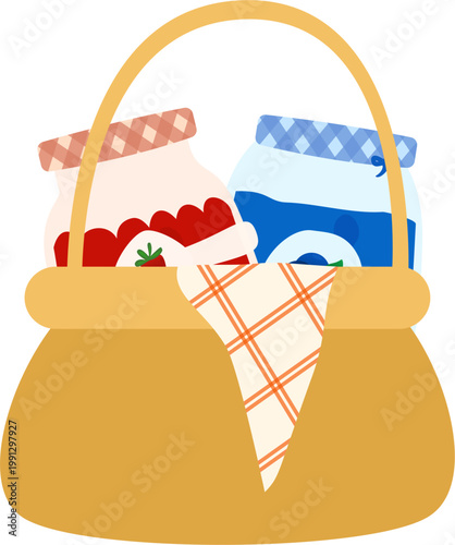vector illustration of a basket with jam