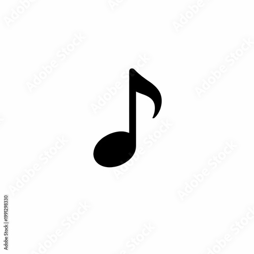 A musical eighth note silhouette against a clean white background