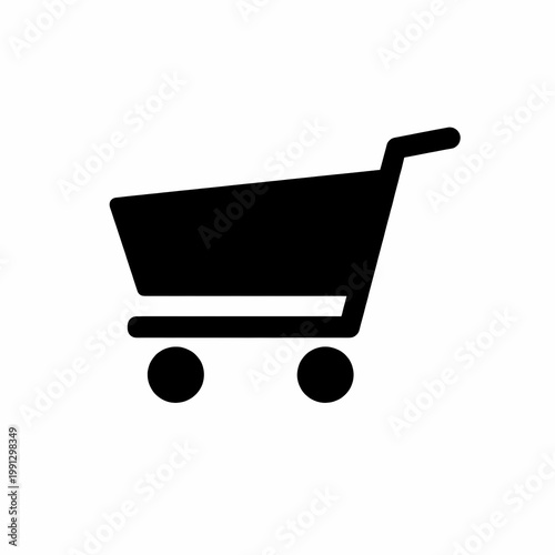 A shopping cart icon in silhouette against a clean white background