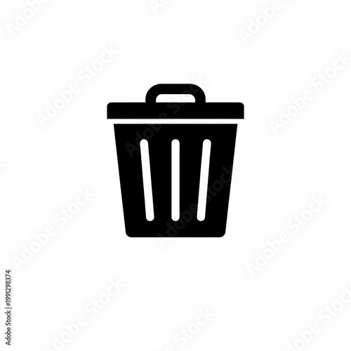A black trash can icon on a white background silhouette