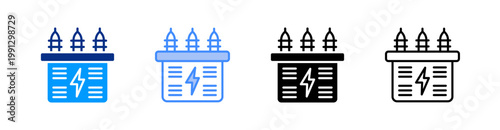 Transformer Multiple Style Icon Set Vector 