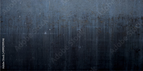 Dark blue grunge metal texture with an aged vintage pattern on a dirty rough surface for a dark industrial concrete wall backdrop