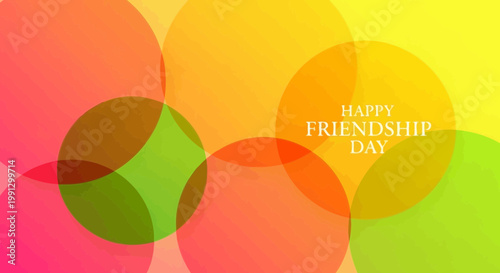 Happy Friendship Day Greeting Card with Colorful Overlapping Circles Background