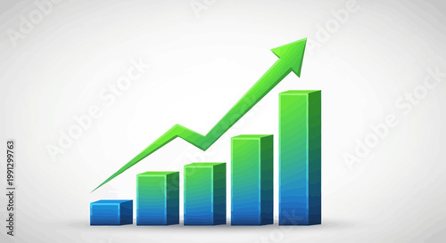 Green Arrow Graph Showing Upward Trend with Growing Bars