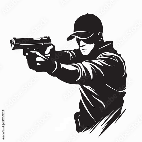 Shooting Sport Athlete Man in Hat Vector Illustration Design