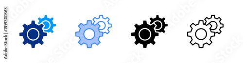 Cogwheel Multiple Style Icon Set Vector 