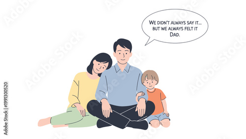 Family Love: A heartwarming depiction of a family, a father, mother, and child, sharing a tender moment of togetherness and affection, speaking their appreciation.