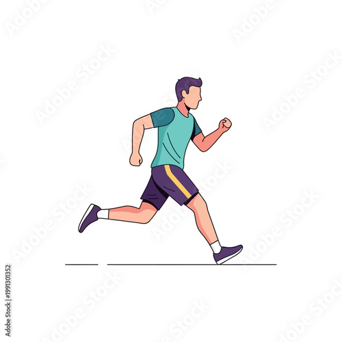 Man running, fitness, exercise, healthy lifestyle, sport, outdoor activity, cartoon, illustration