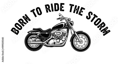 Motorcycle Born to Ride the Storm graphic illustration.