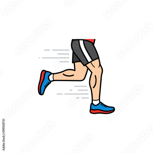 Runner's Legs in Motion, Speed Lines, Athletic Shorts, Running Shoes