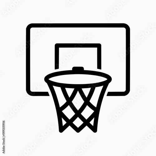Basketball Backboard and Net Line Icon Vector