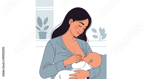 A loving mother breastfeeding her newborn baby.