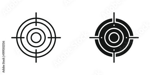 Comparison of traditional and modern target shooting sights with crosshairs and dot patterns