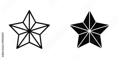 Comparison of a line art star and a filled star with contrasting inner lines