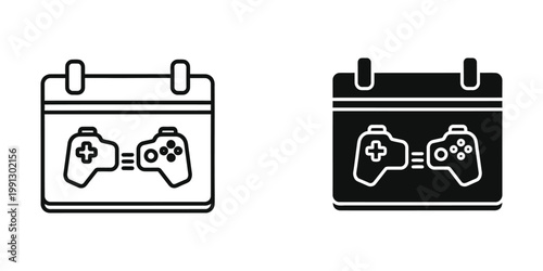 Two calendar icons representing video game controllers with different color schemes