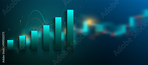 Stock trading data analysis graph background Trading in global markets and economies