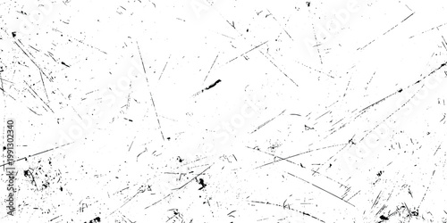 Fotografi Abstract white grunge background with random fine scratch marks and scattered black lines, subtle distressed texture, minimal industrial style, clean yet worn high-resolution scratch wall backdrop