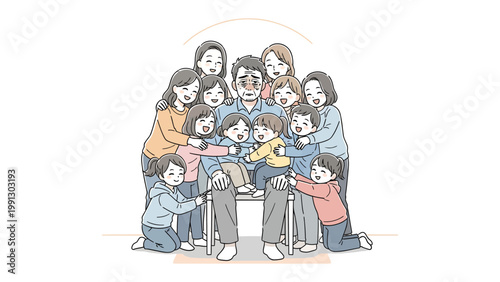 Family's Unyielding Embrace: A warm, loving family, children, and parents. Expresses love, and the powerful bond within a family unit. A heartwarming scene of togetherness.