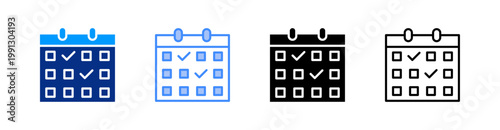 Calendar Multiple Style Icon Set Vector 