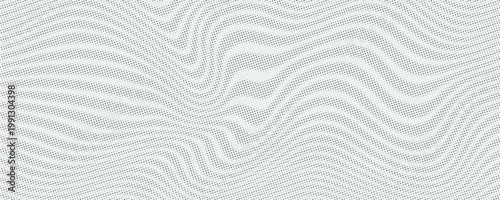 Photos Abstract black and white halftone wave pattern background with minimalist stipple texture and fluid organic lines